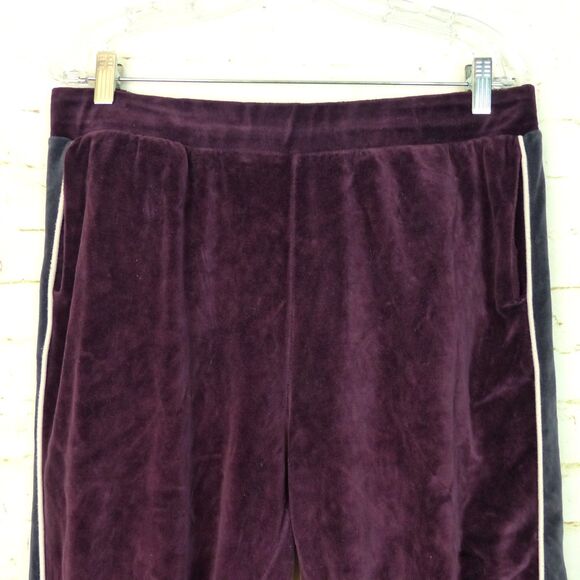 Fabletics Britt Jogger Pants Womens XL Burgundy Velour Gray Side Stripe Zip Leg - Picture 3 of 12